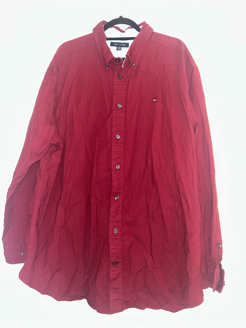 Tommy Hilfiger Men’s Red Button-Down Casual Shirt